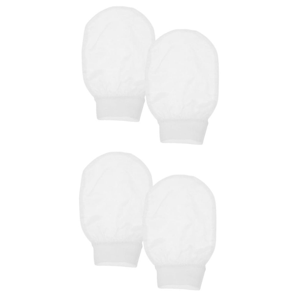 Baluue 4-Piece Exfoliating Wash Gloves for Skin Care, Gentle Scrubbing Mitts, White