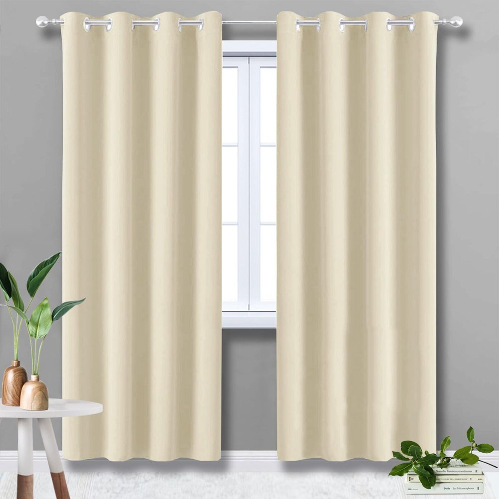 HUAXIQUE Blackout Curtain, Beige, 180 × 145 cm