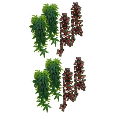 Happyyami 8-Piece Artificial Rattan Hanging Plants for Aquarium and Reptile Habitats