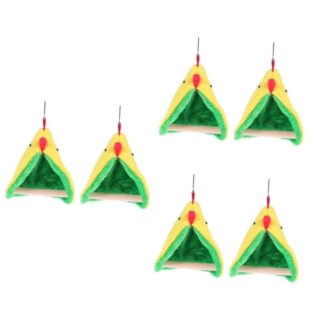 Yardwe 6 Sets Triangle Parrot Nest, Hanging Plush Bird Hammock and Warm Cage Bed