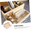 Multi-Compartment Cosmetic Storage Box, Beige, for Bathroom view 4