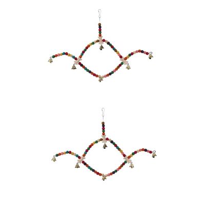 Yardwe 2-Piece Wooden Parrot Swings for Small Birds, Colorful