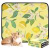 Absorbent Dog Bowl Mat, Washable, Non-Slip, 61 x 91.4 cm + 91.4 x 106.7 cm, Gold, Lemon Yellow, Tropical Fruits, Leaves & Flowers, 2-Pack view 2
