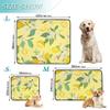 Absorbent Dog Bowl Mat, Washable, Non-Slip, 61 x 91.4 cm + 91.4 x 106.7 cm, Gold, Lemon Yellow, Tropical Fruits, Leaves & Flowers, 2-Pack view 3