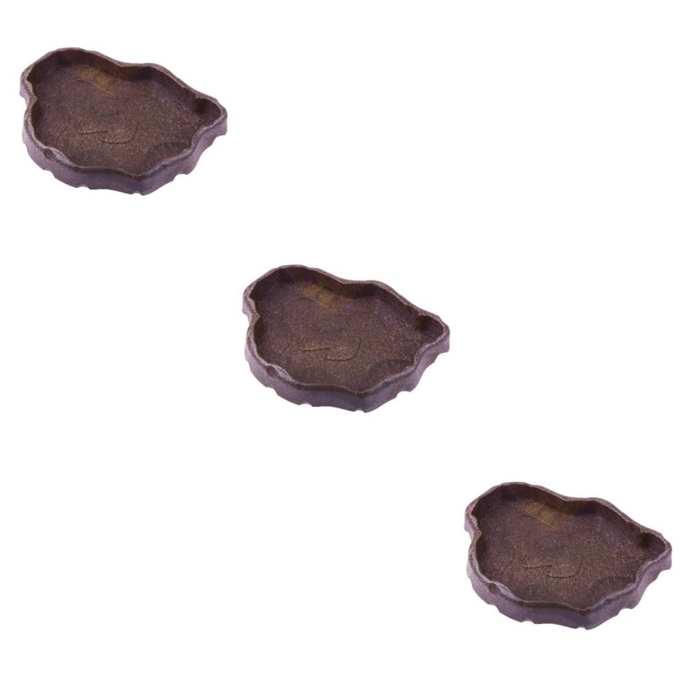 Sosoport 3-Piece Reptile Feeding and Water Bowl Set, Coffee