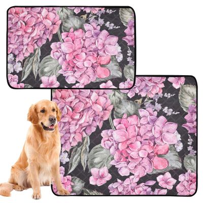 Water-Absorbent Dog Bowl Mat, Washable, Non-Slip, Indoor, 20 x 24 in, Summer Watercolor Vintage Peach Flower, 3-Pack