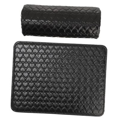 Nail Art Armrest Cushions, 2 Pcs, PU, Black, Foldable