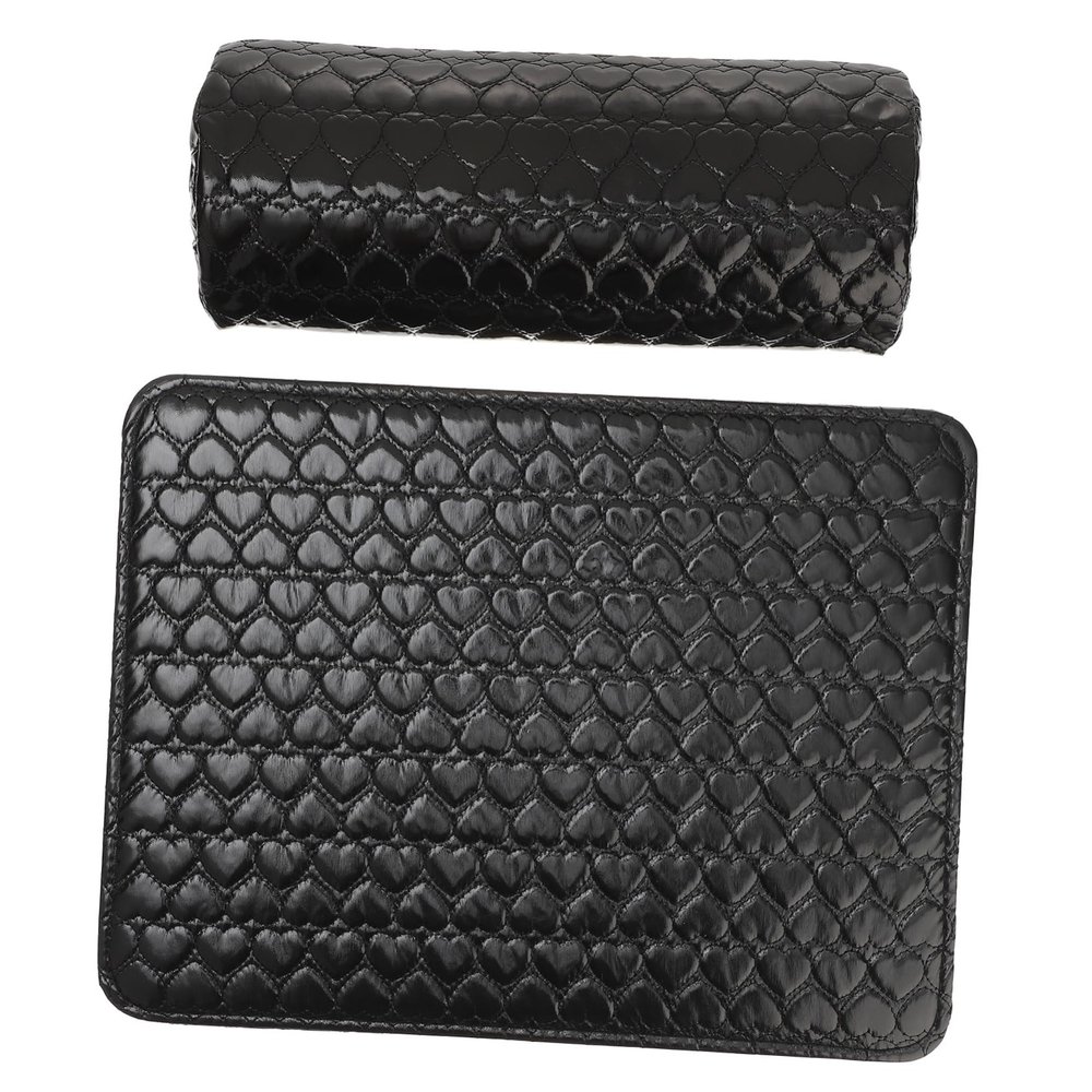 Nail Art Armrest Cushions, 2 Pcs, PU, Black, Foldable