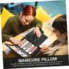 Nail Art Armrest Cushions, 2 Pcs, PU, Black, Foldable view 2