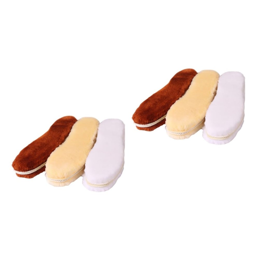 6 Pairs Wool Insoles for Foot Care, Fluffy Winter Shoe Inserts, FOMIYES