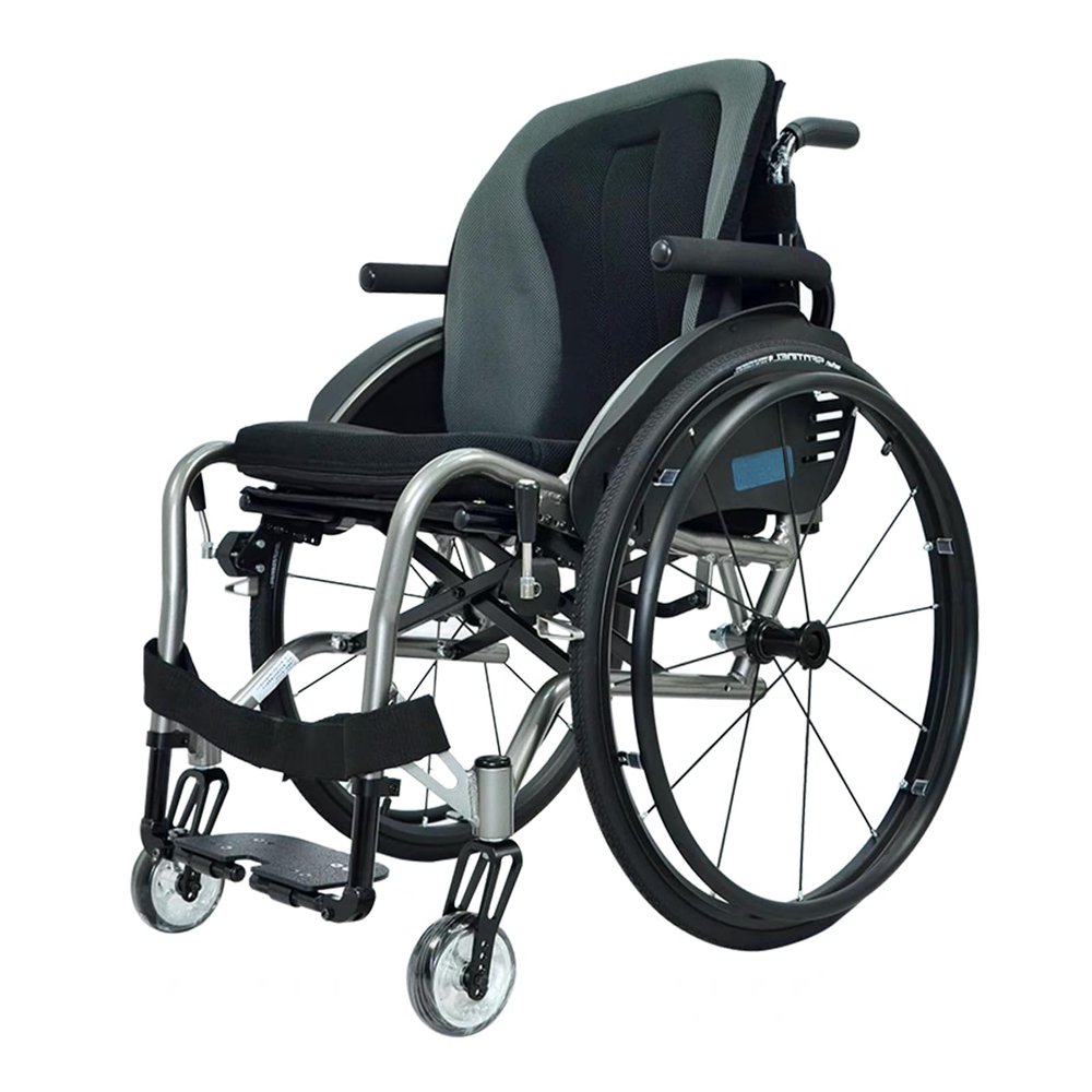 XCSCUK Lightweight Folding Self-Propelled Sport Wheelchair for Adults, 38 cm Seat