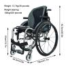 XCSCUK Lightweight Folding Self-Propelled Sport Wheelchair for Adults, 38 cm Seat view 2