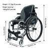 XCSCUK Lightweight Folding Self-Propelled Sport Wheelchair for Adults, 40 cm Seat view 2