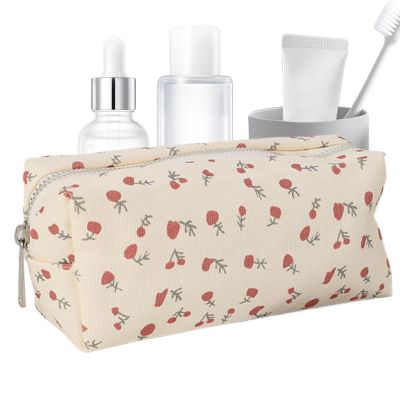 Portable Floral Makeup Bag with Zipper