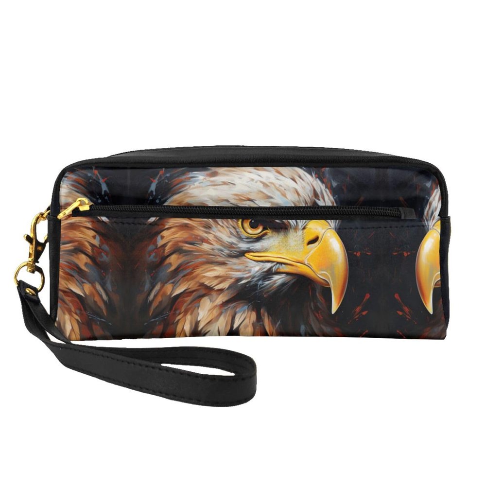 Eagle Makeup Bag for Women, Travel Toiletry Organizer, Zipper Pouch, Black, One Size
