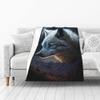 yomeeaaaa Embrace The Beauty of White Wolf Little Moon Blanket, 40 x 50 in, Reversible Plush Throw Blanket for Couch, Sofa, Chair, Super Soft, Fluffy, Cozy Wolf Print view 1