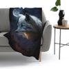yomeeaaaa Embrace The Beauty of White Wolf Little Moon Blanket, 40 x 50 in, Reversible Plush Throw Blanket for Couch, Sofa, Chair, Super Soft, Fluffy, Cozy Wolf Print view 4