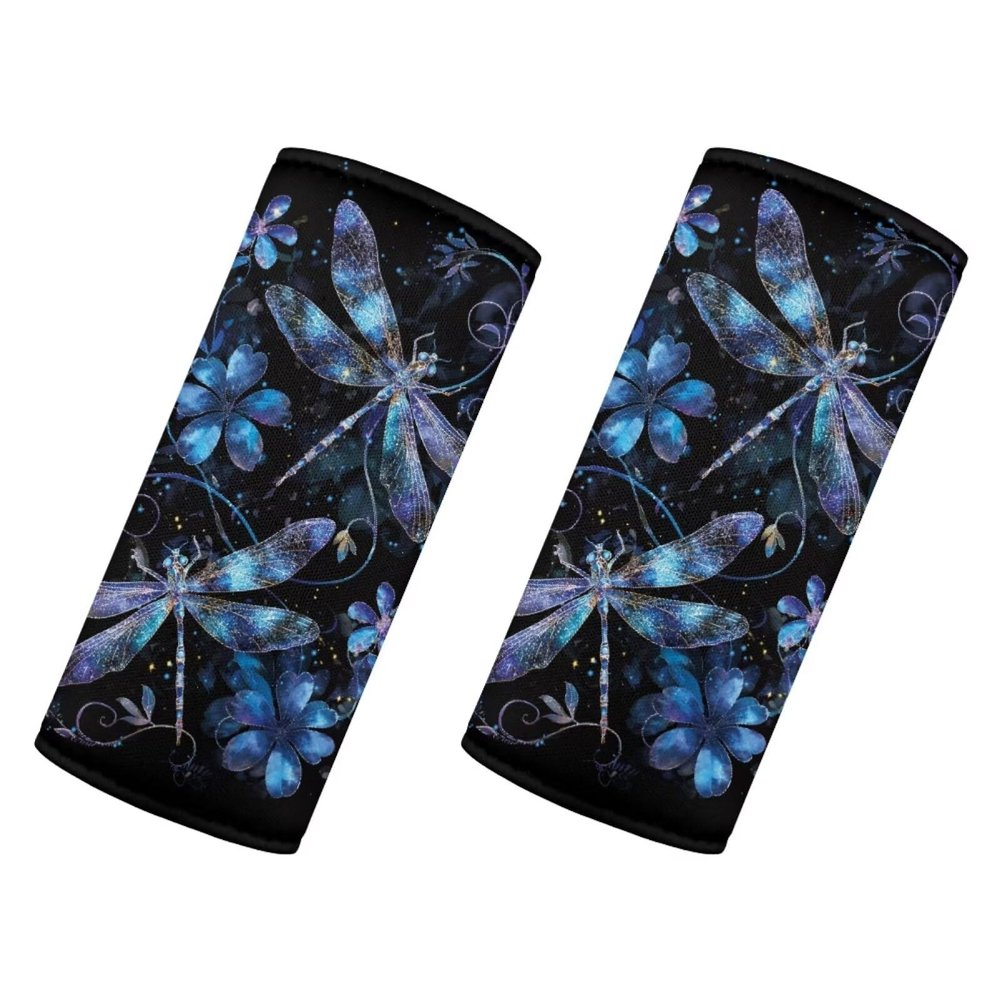 JUZGTSIT Dragonfly Luggage Handle Cover Set, Purple, 2 Pieces, 20 x 30 cm