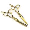 SGKOMN 6-Inch Hair Cutting Scissors, Professional Japanese 440C Steel, Gold-Finish Hair Shears and Thinning Scissors view 1
