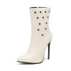 WOkismD Sexy Pointed-Toe Stiletto Short Boots, 12 cm, White, EU 39 view 1