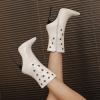 WOkismD Sexy Pointed-Toe Stiletto Short Boots, 12 cm, White, EU 39 view 4