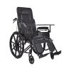 Fully Reclining Commode Wheelchair with High Backrest, Headrest and Tray Table view 1