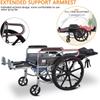 Fully Reclining Commode Wheelchair with High Backrest, Headrest and Tray Table view 4