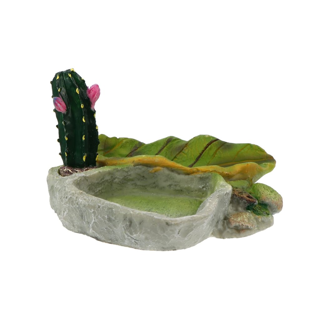 Milisten Creative Resin Reptile Food Bowl, Green, 1 Piece