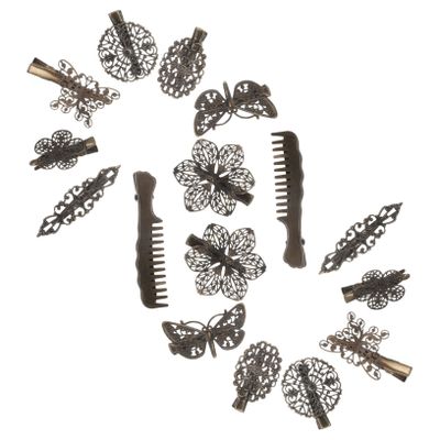AUTSUPPL 16-Piece Random-Style Metal Butterfly Hair Clips, Retro Brown Duckbill Clips, Non-Slip