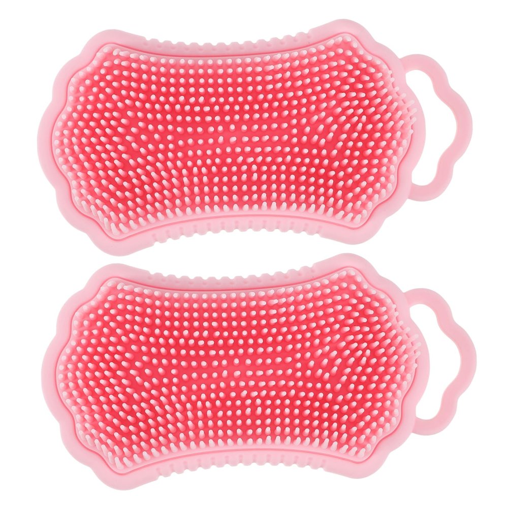 Silicone Body Exfoliating Brushes, 2-Pack, Soft Bristles, Pink