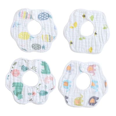 UPKOCH Baby Bibs, 4-Pack, Pure Cotton, Reusable