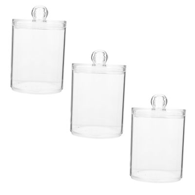 SHOWERORO Small Transparent Storage Box for Cotton Swabs, Cosmetics and Small Items, Three-Tier Design
