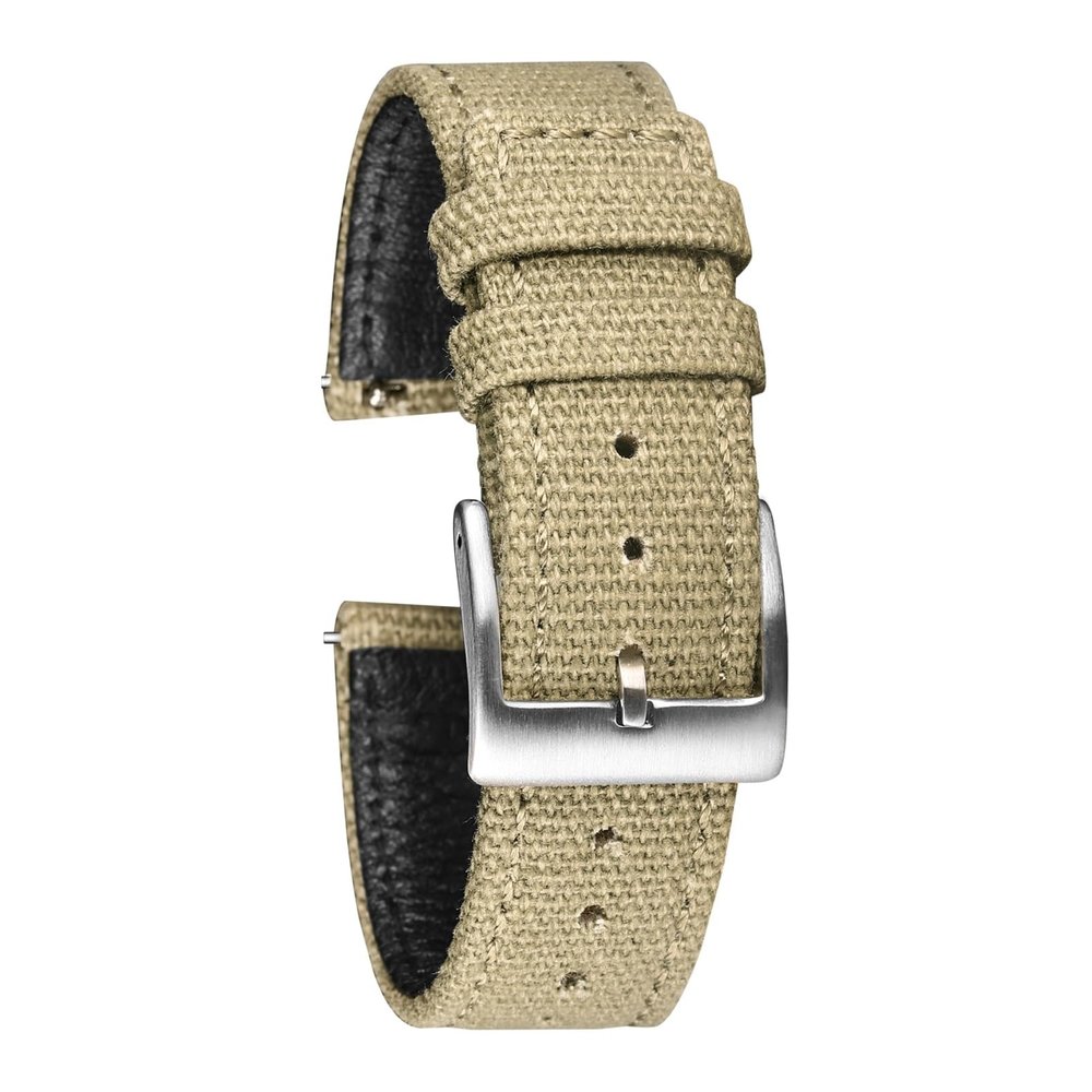 QTYQWC Gray Canvas Watch Straps, Quick-Release, 2-Piece, 18 mm/20 mm/22 mm