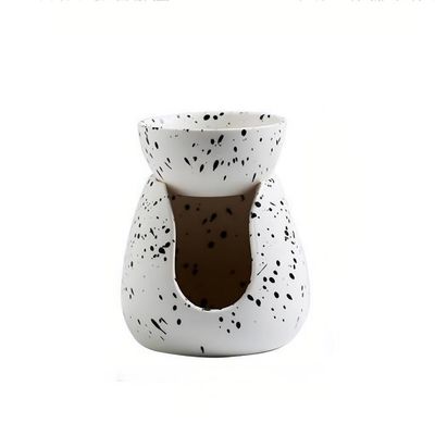 Warmself Ceramic Aroma Lamp and Tealight Holder, Wax Melt Burner, Black Dots