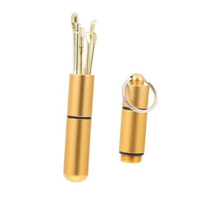 Stainless Steel Ear Cleaning Tools, 6-Piece Set, Gold, Portable