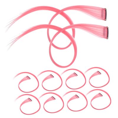 FRCOLOR 10-Piece Pink Straight Hair Extensions for Women and Girls