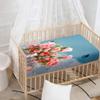 Odot Floral Fitted Sheet for Baby Cribs and Bassinets, Dark Blue, 60 x 120 cm view 2