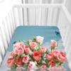 Odot Floral Fitted Sheet for Baby Cribs and Bassinets, Dark Blue, 60 x 120 cm view 4