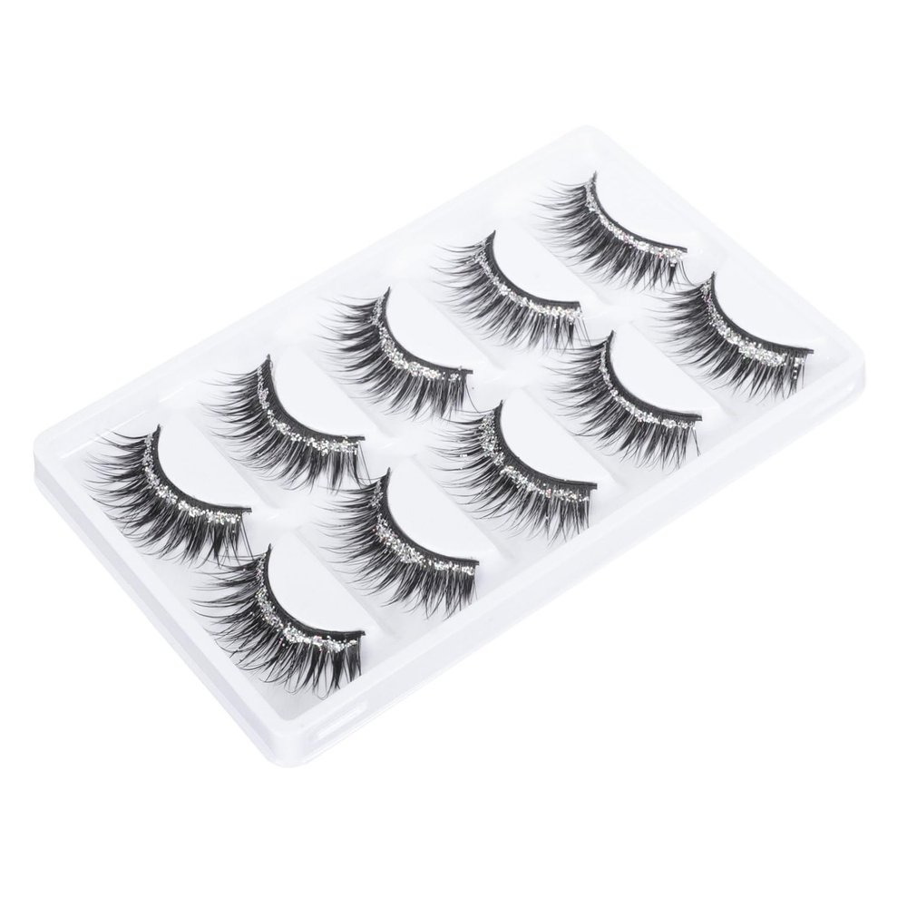 Baluue 5 Pairs Black Synthetic-Fiber False Eyelashes with a Natural Look and Dense Fiber Structure