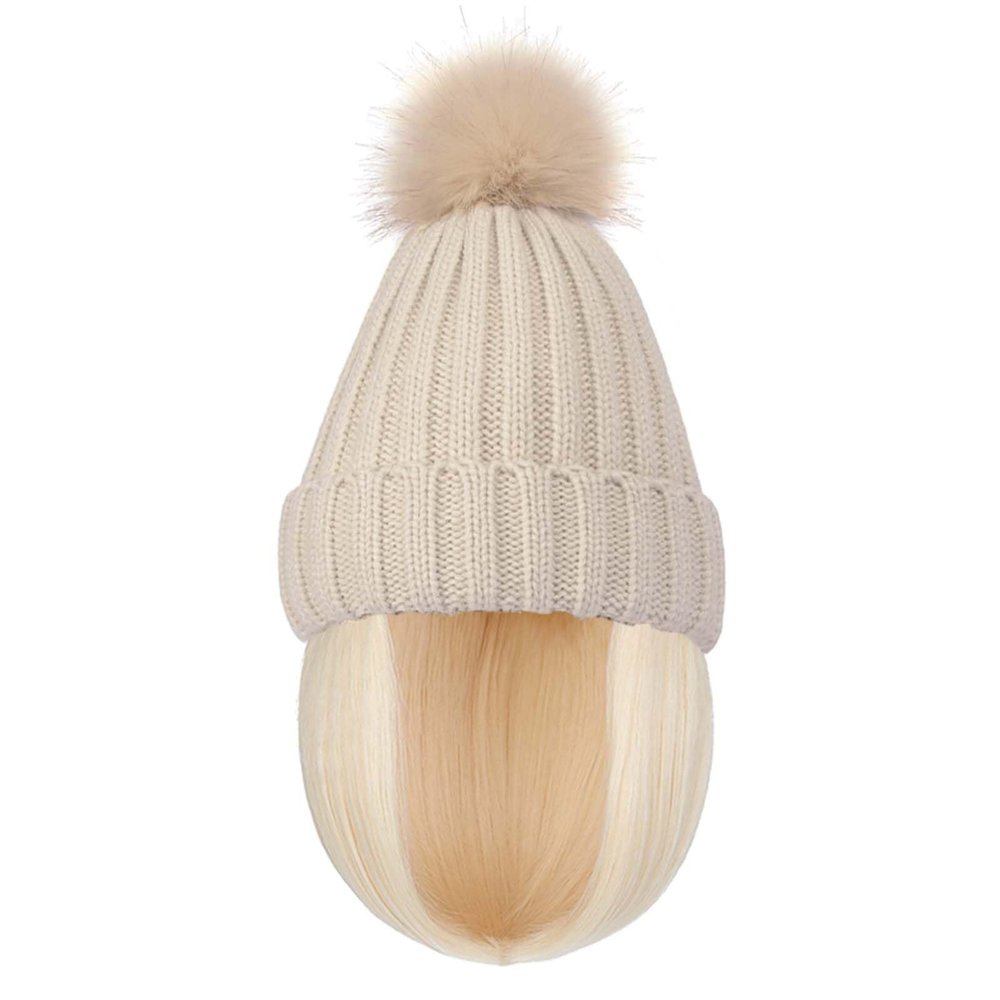 WUODHTW Women's Winter Beanie Hat Wig, Short Straight Bob Style