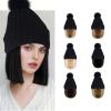 WUODHTW Women's Winter Beanie Hat Wig, Short Straight Bob Style view 3