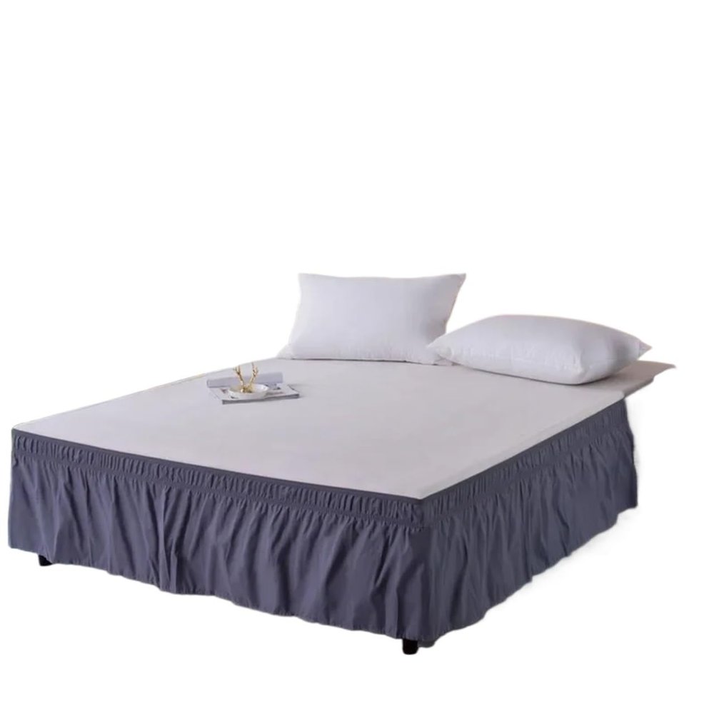 AMENGJ Bed Skirt, Soft Pleated Tailored Bed Skirt with Wrinkle-Resistant Fabric, 15-Inch Drop, Grey Blue, 180 x 200 x 38 cm