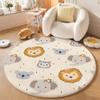 Round Beige Short-Pile Faux-Wool Rug, Non-Slip, Washable, 100 x 100 cm view 1