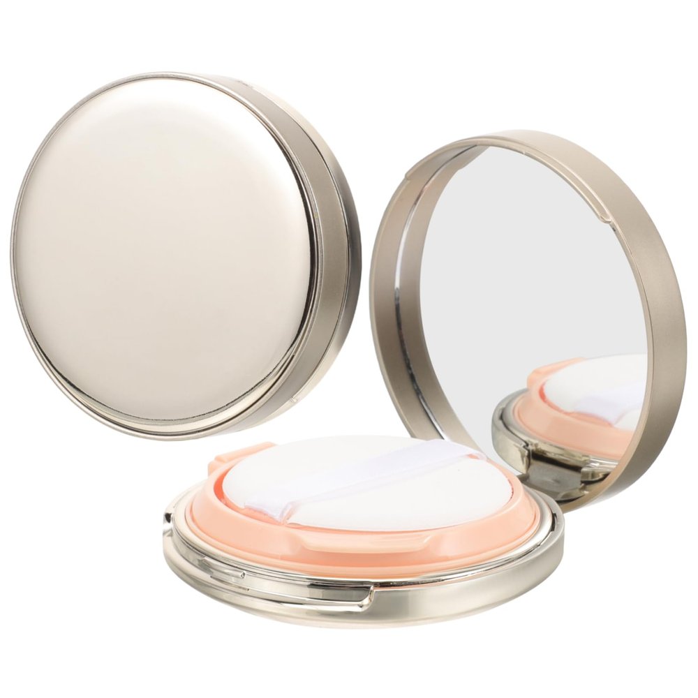 Gold ABS Cushion Foundation Case with Mirror and Puff