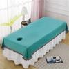 Chickwin Velvet Massage Table Fitted Sheet with Face Hole, Blue-Green, 244 x 120 cm view 1