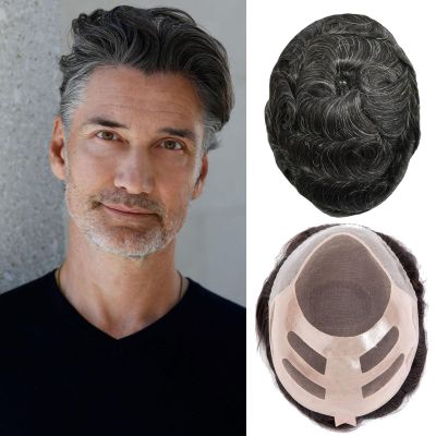 Ehairc Men's Hair System Bond Mono Lace PU Front #1B20