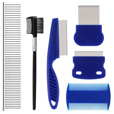 Flea Comb Set for Cats and Dogs (6-Piece Blue Set)