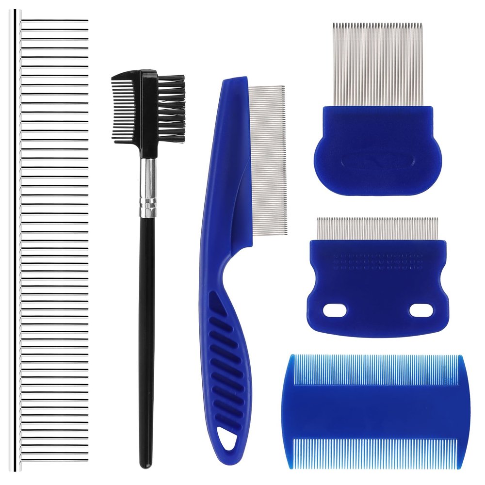 Flea Comb Set for Cats and Dogs (6-Piece Blue Set)
