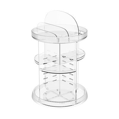 Ghjkldha Transparent Acrylic Makeup Organizer, 360-Degree Rotating
