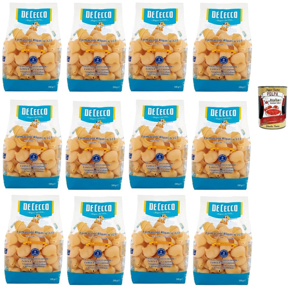Italian Gourmet Le Specialità Lumaconi Rigati Large Pasta 12 x 500 g